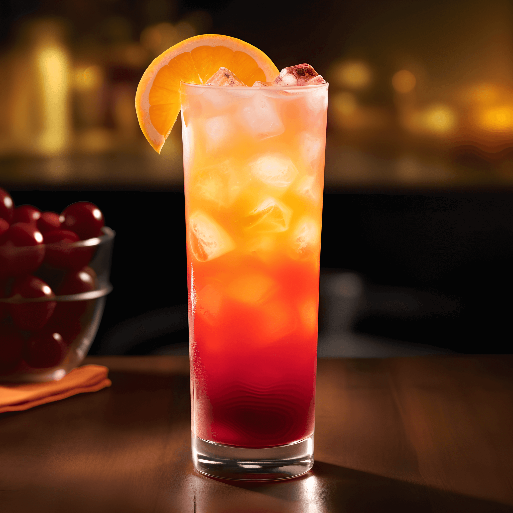 El Tequila Sunrise tiene un sabor dulce y afrutado, con un toque de acidez del jugo de naranja y la granadina. El tequila agrega una calidez y profundidad sutiles al sabor, lo que lo convierte en una bebida equilibrada y satisfactoria.