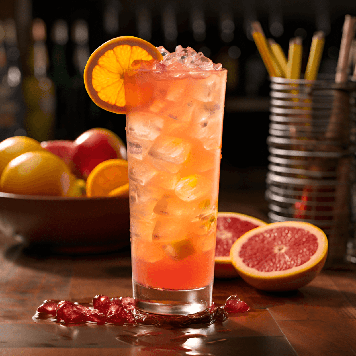 Texas Twister Cocktail Recipe - The Texas Twister is a sweet, fruity cocktail with a refreshing tang. The blend of orange, pineapple, and grapefruit juices gives it a tropical, citrusy flavor, while the vodka and rum add a subtle, warming kick. The cocktail is balanced, not too sweet nor too tart, making it a delightful sipper on a hot summer day.