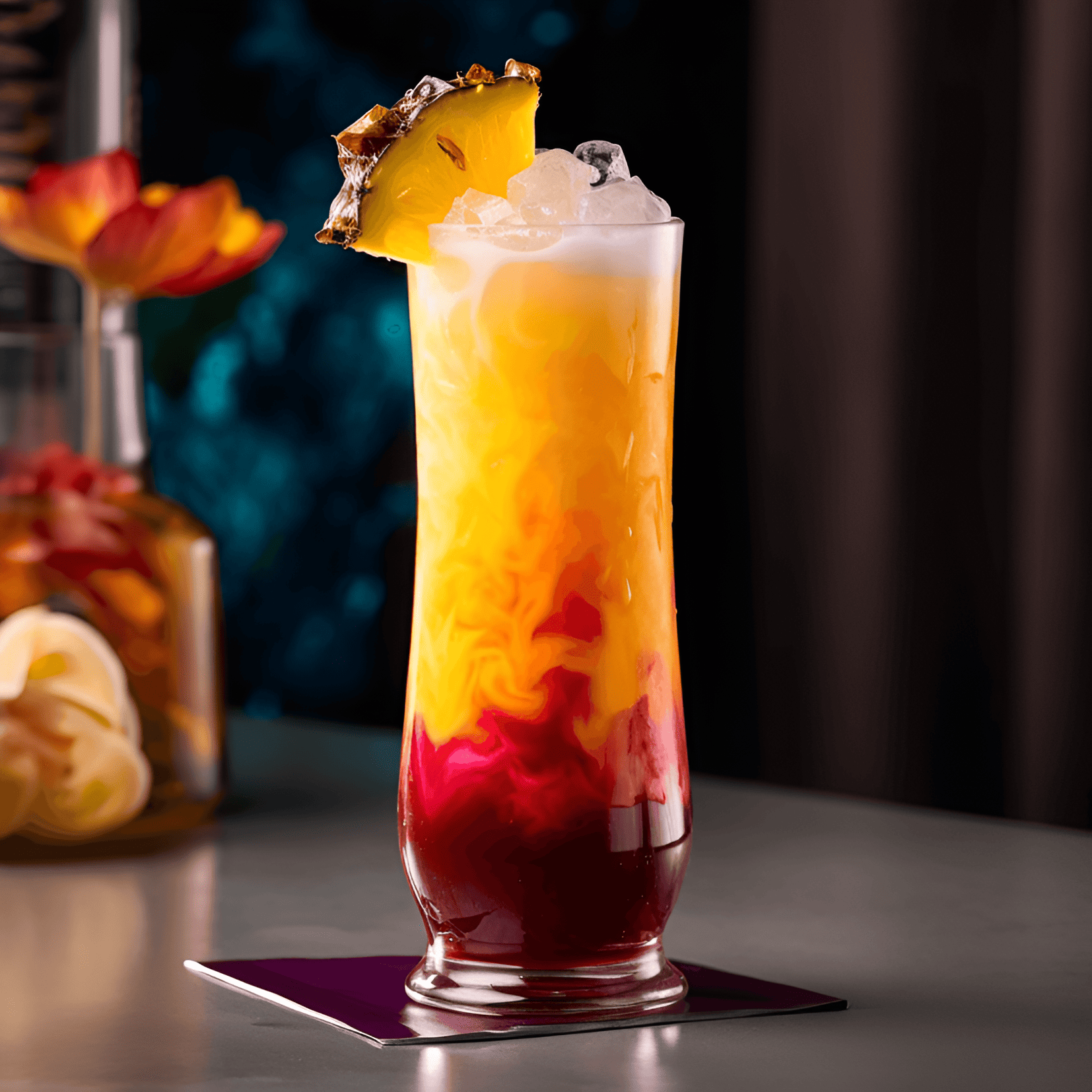 Toucan Cocktail Recipe - The Toucan cocktail is a delightful combination of sweet, sour, and fruity flavors. It is well-balanced, with a tangy citrus kick from the lime and orange juices, and a sweet, tropical taste from the pineapple juice and grenadine. The rum adds a smooth, rich depth to the drink, making it both refreshing and satisfying.