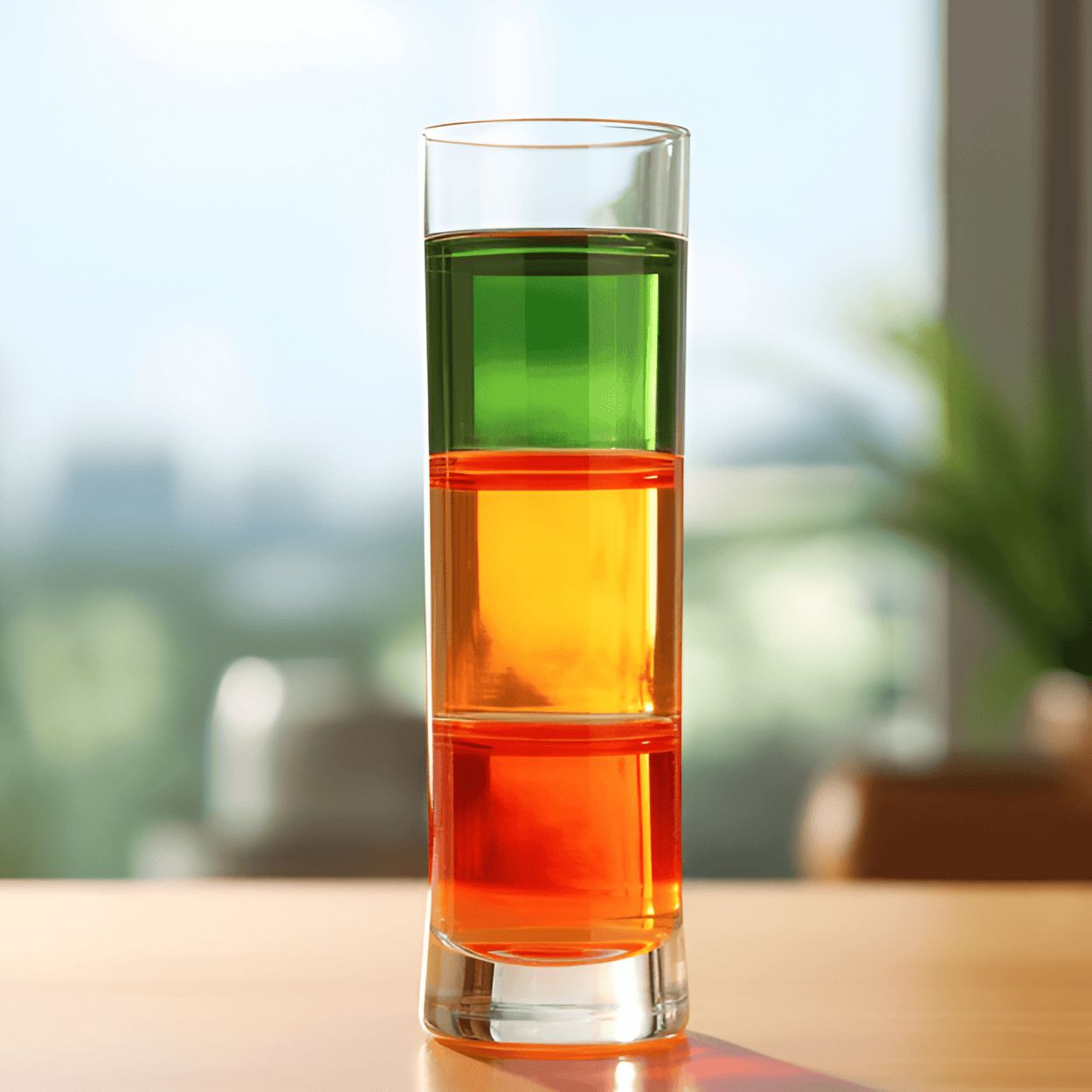 Traffic Light Cocktail Recipe - The Traffic Light cocktail is a sweet, fruity drink with a refreshing aftertaste. The layers of grenadine, orange juice, and Midori create a delightful blend of flavors that is both tangy and sweet.