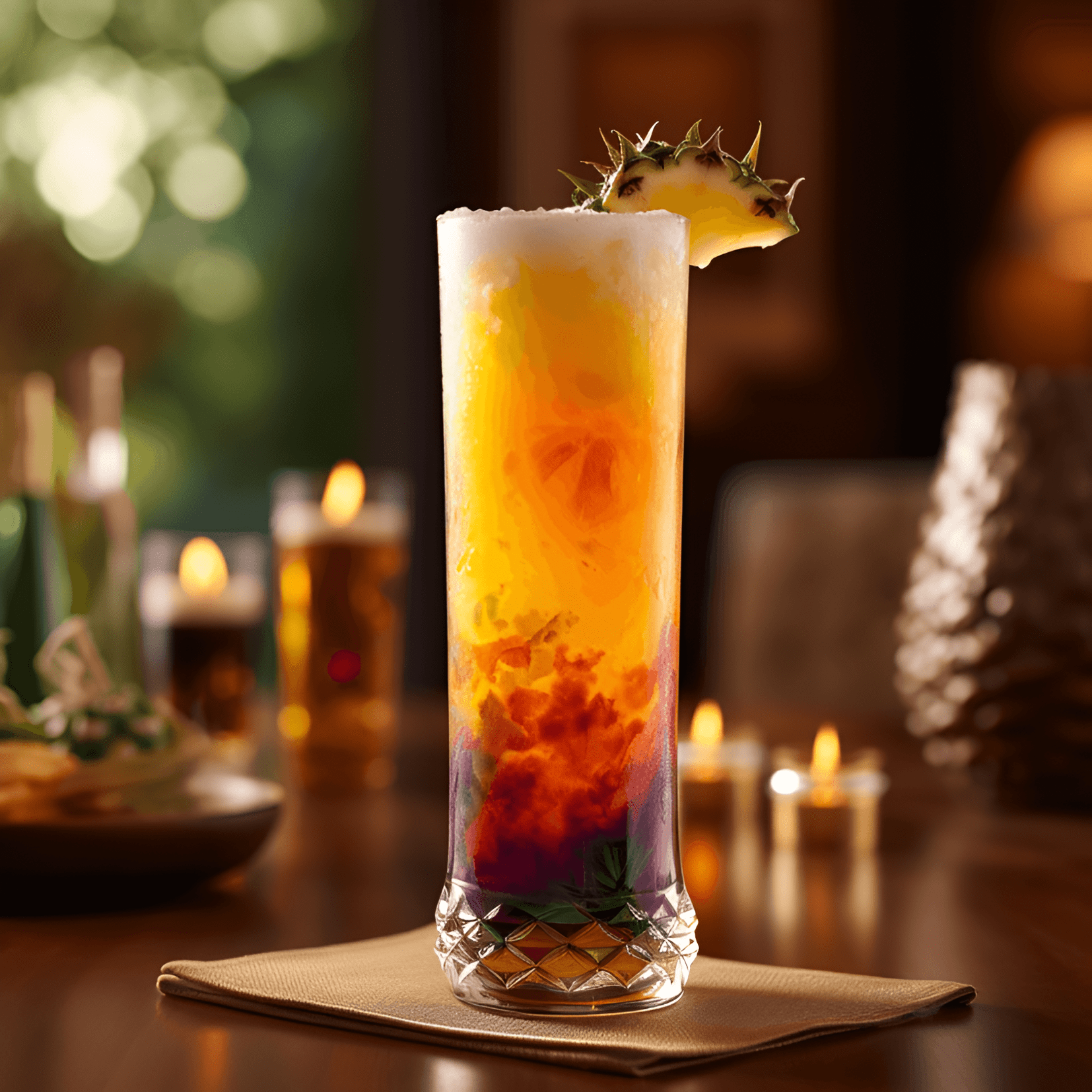The Ulanda cocktail is a delightful blend of sweet, sour, and slightly spicy flavors. The fruity notes from the pineapple and passion fruit are balanced by the tangy lime and the subtle heat from the ginger. The rum adds a rich, smooth undertone, making this cocktail a refreshing and invigorating treat.