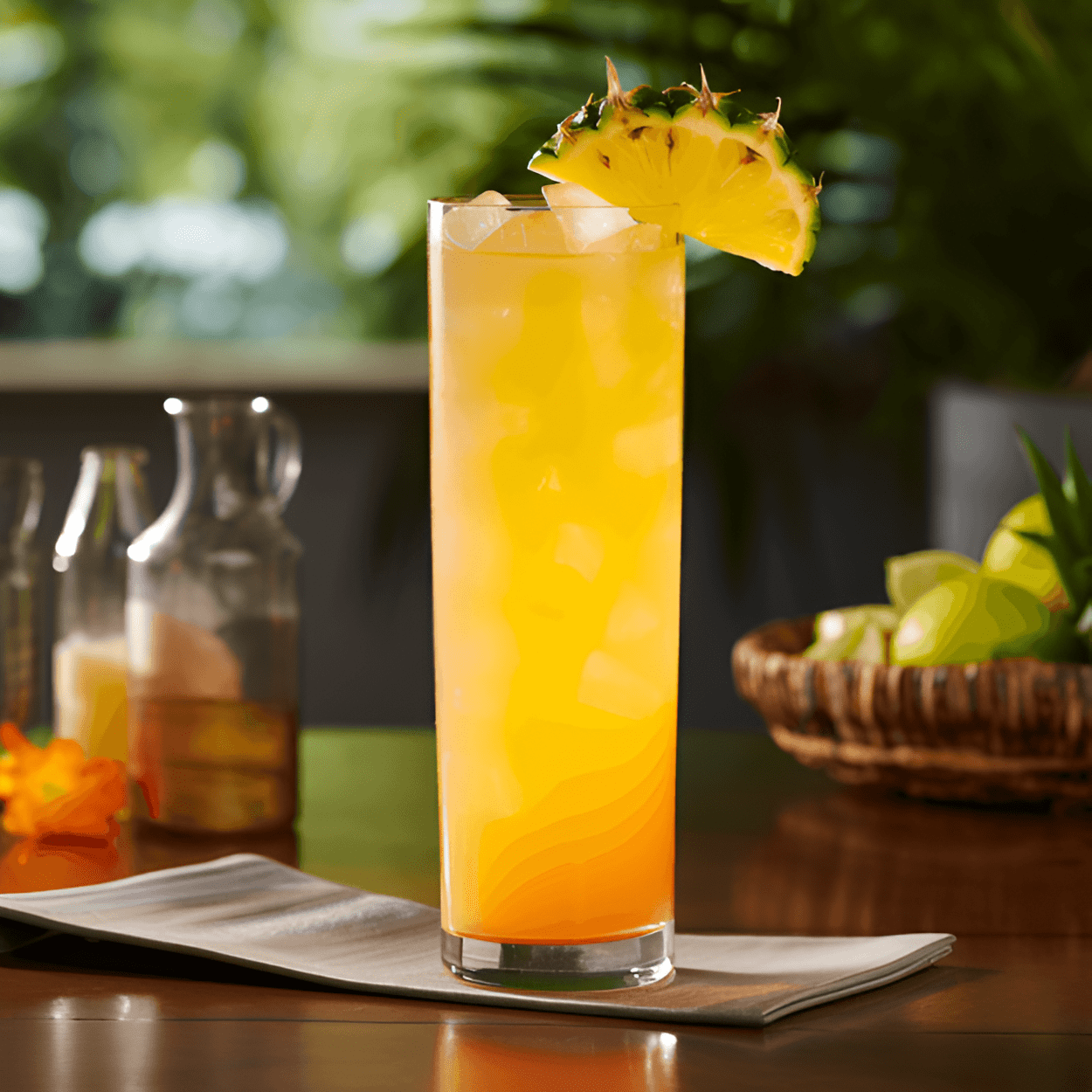 The 'Walking With Jesus' cocktail is a delightful blend of sweet and sour flavors. The tequila gives it a strong, fiery kick, while the pineapple juice adds a sweet, tropical touch. The lime juice and simple syrup balance out the flavors, adding a tangy freshness and a hint of sweetness. It's a refreshing, well-balanced cocktail that leaves a pleasant aftertaste.