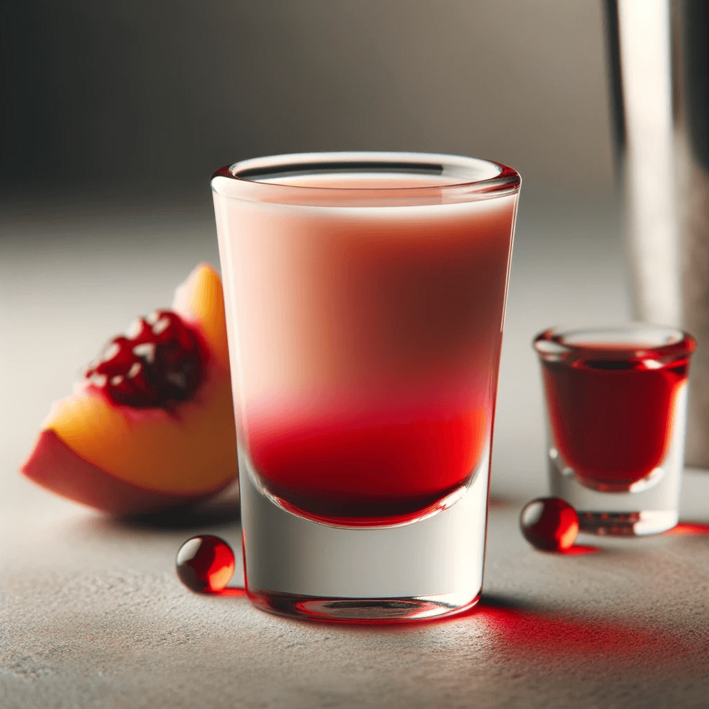 Shot Chatte Mouillée Recette - Le shot Chatte Mouillée est un cocktail doux, fruité et légèrement acidulé. Il a une texture lisse et crémeuse, avec une pointe d'acidité provenant du jus de cranberry et une subtile touche de schnaps à la pêche.